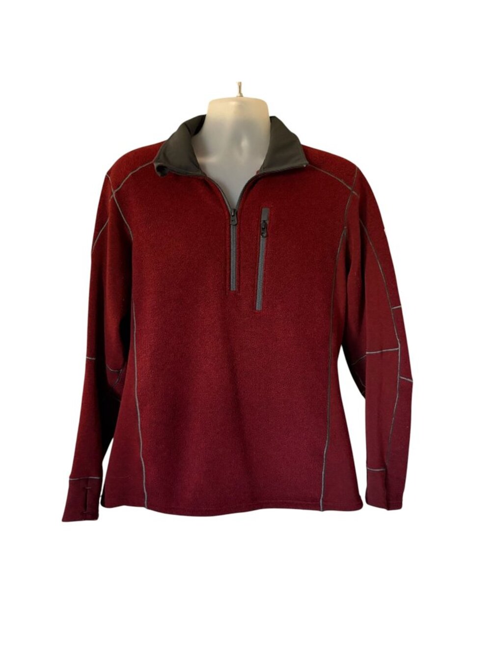KUHL Mens Fleece Pullover 1/2 Zip Sweatshirt Lightweight Medium Red